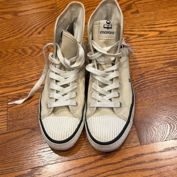 ISABEL MARANT Benkeen High Top Sneaker Cream Black Logo Size 5.5 EUC - Picture 8 of 11